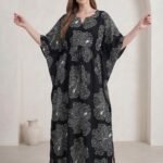 Black & White Botanical Print Kaftan