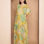 Yellow & Green Print Kaftan - Image 4