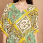 Yellow & Green Print Kaftan - Image 3