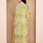 Yellow & Green Print Kaftan - Image 2