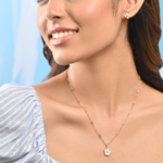 Blush Pink Flower Pendant Necklace & Earring Set - Image 3