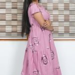 Blush Pink Rose Print Tiered Maxi Dress - Image 3