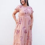 Blush Pink Rose Print Tiered Maxi Dress - Image 4