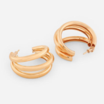 Triple Row Gold Hoop Earrings