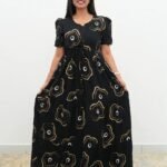 Black & Gold Floral Print Nighty - Image 3