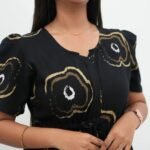 Black & Gold Floral Print Nighty - Image 2